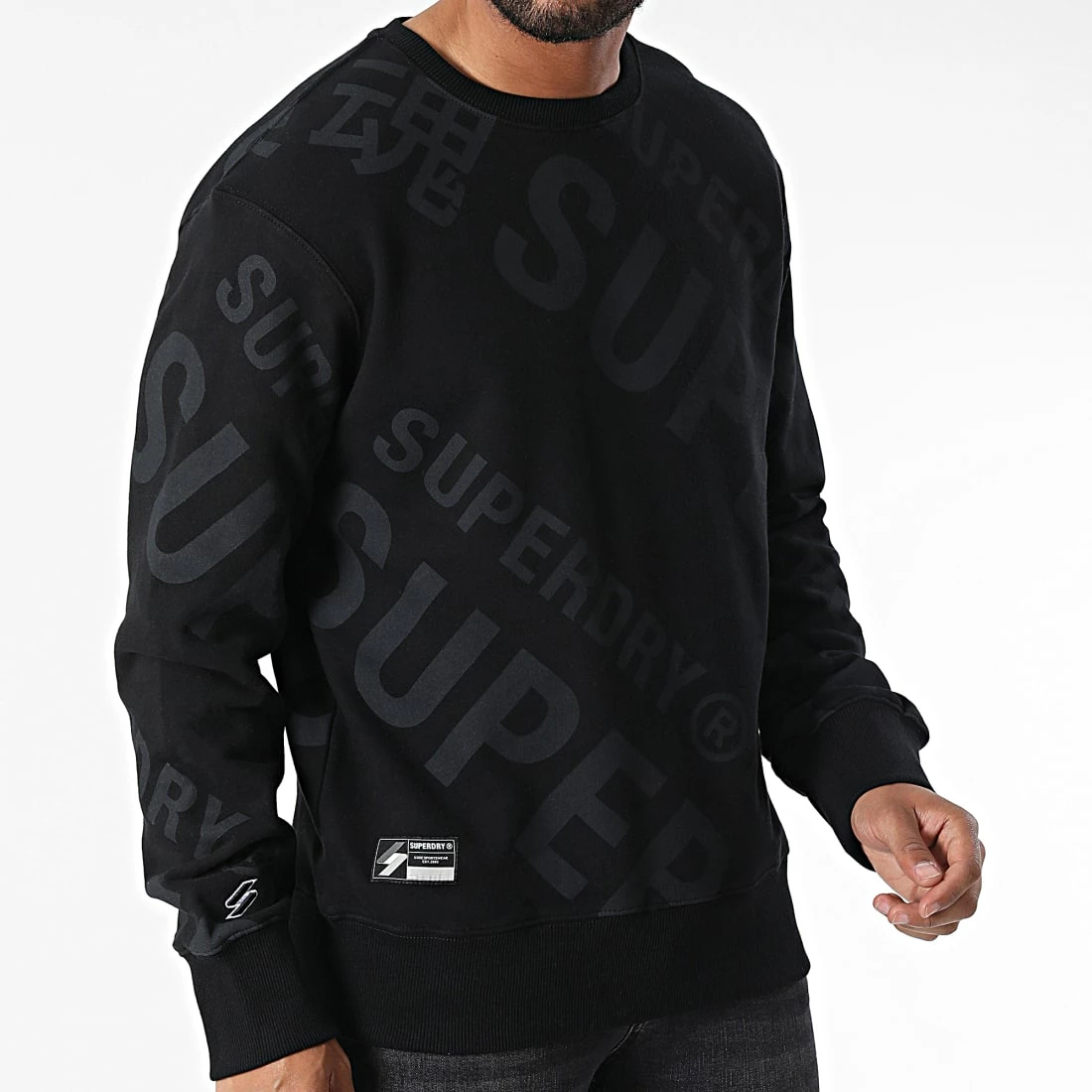 Vente flash 🥰 Sweat Crewneck Code Classic AOP M2012136A Noir de Superdry ✨ 3 Vente flash 🥰 Sweat Crewneck Code Classic AOP M2012136A Noir de Superdry ✨