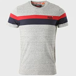 Bon marché ✔️ Tee 👕 Shirt OL Classic YD Stripe M1010139A Gris Chiné de Superdry 🔥 -Superdry Soldes superdry 220704 M1010139A 9SS 20200527T142741 01