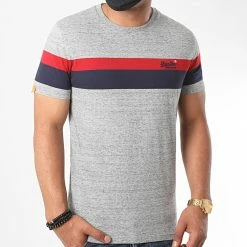 Bon marché ✔️ Tee 👕 Shirt OL Classic YD Stripe M1010139A Gris Chiné de Superdry 🔥