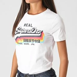 Meilleure affaire ⭐ Tee 👕 Shirt Femme VL W1010255A Blanc de Superdry 🌟