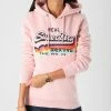 Promo 😀 Sweat Capuche Femme VL NS W2010455A Rose Chiné de Superdry ⭐ -Superdry Soldes superdry 232981 W2010455A Q6M 20201021T101100 01