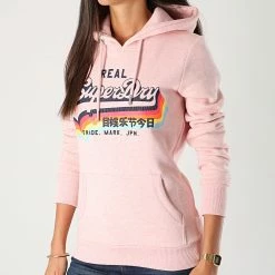 Promo 😀 Sweat Capuche Femme VL NS W2010455A Rose Chiné de Superdry ⭐ -Superdry Soldes superdry 232981 W2010455A Q6M 20201021T101104 03