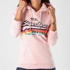 Promo 😀 Sweat Capuche Femme VL NS W2010455A Rose Chiné de Superdry ⭐ -Superdry Soldes superdry 232981 W2010455A Q6M 20201021T101106 04
