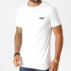 Promo 🎁 Tee 👚 Shirt OL Vintage Embroidered M1010206A Blanc de Superdry 🔔