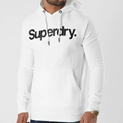 Promo ✨ Sweat Capuche Classic NS M2010289A Blanc de Superdry 🧨