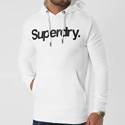 Promo ✨ Sweat Capuche Classic NS M2010289A Blanc de Superdry 🧨 -Superdry Soldes superdry 242659 M2010289A 01C 20201124T152617 03