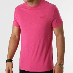 Meilleure vente 💯 Tee 👕 Shirt Vintage Logo Embroidery M1011245A Rose Chiné de Superdry ✨