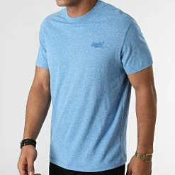 Meilleur prix 😀 Tee 👚 Shirt Vintage Logo Embroidery M1011245A Bleu Chiné de Superdry 😀