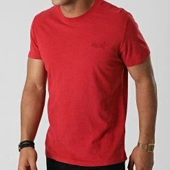 Sortie ⌛ Tee 👚 Shirt Vintage Logo Embroidery M1011245A Rouge de Superdry 👍