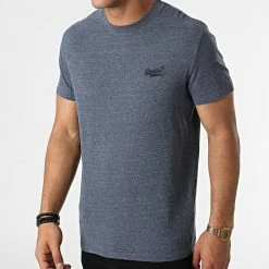 Promo 🔥 Tee 👕 Shirt Vintage Logo Embroidery M1011245A Bleu Marine Chiné de Superdry ⌛