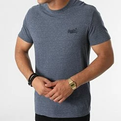 Promo 🔥 Tee 👕 Shirt Vintage Logo Embroidery M1011245A Bleu Marine Chiné de Superdry ⌛ -Superdry Soldes superdry 276908 M1011245A 97T 20210805T163639 03