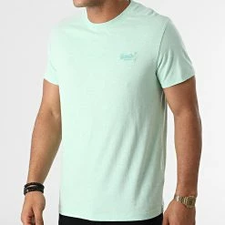 Meilleur prix 🥰 Tee 👕 Shirt Vintage Logo Embroidery M1011245A Vert Clair Chiné de Superdry 🔔