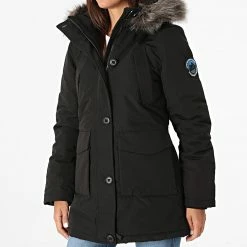 Promo ❤️ Parka Capuche Femme Everest Noir de Superdry 🔥