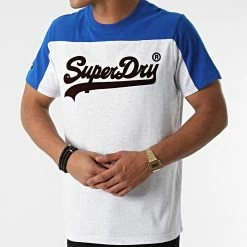 Top 10 🎁 Tee 👕 Shirt M1011256A Gris Chiné Bleu Roi de Superdry 👏 -Superdry Soldes superdry 277913 M1011256A 5WB 20210811T162242 03