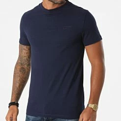 Meilleure affaire 💯 Tee 👚 Shirt Vintage Logo Embroidery M1011245A Bleu Marine de Superdry 🛒