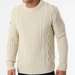 Grosses soldes ⭐ Pull Jacob Cable Beige de Superdry 🌟