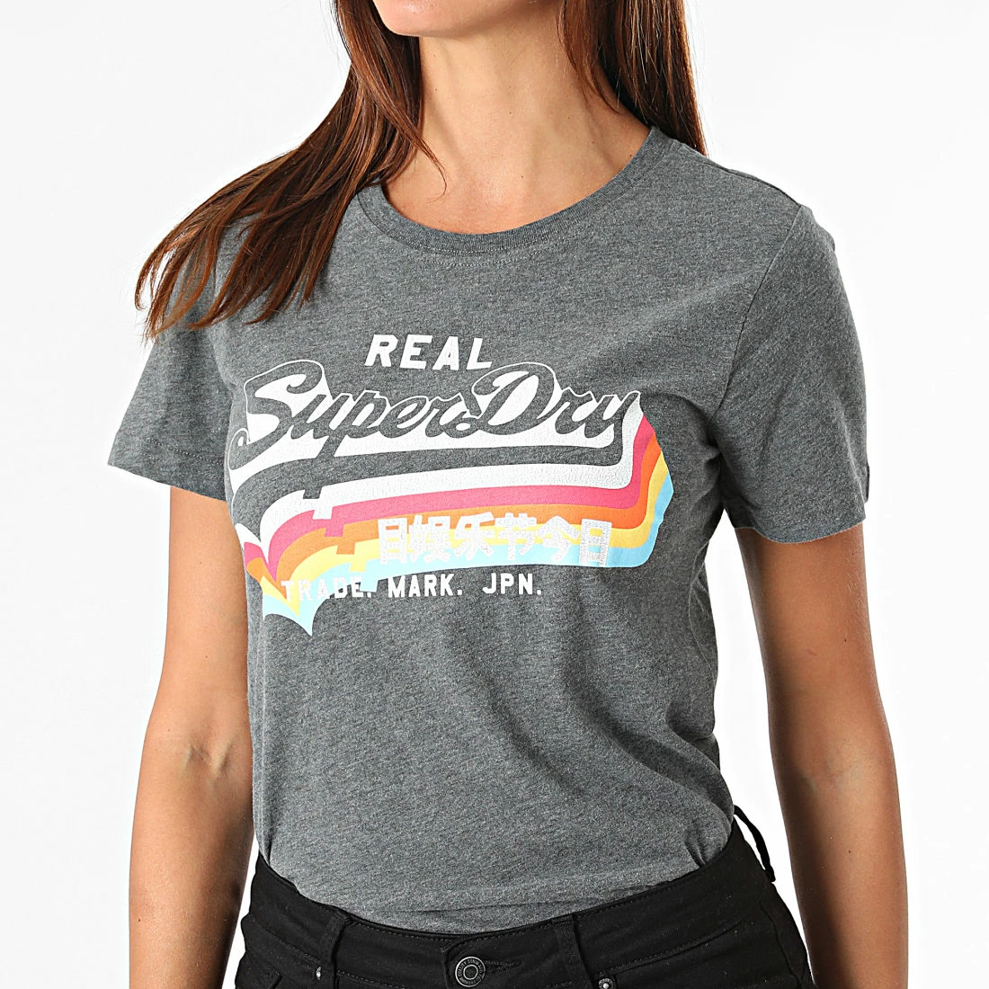 Meilleure vente ✨ Tee 👚 Shirt Femme Vintage Label Gris Anthracite Chiné de Superdry 😍 5 Meilleure vente ✨ Tee 👚 Shirt Femme Vintage Label Gris Anthracite Chiné de Superdry 😍 – Image 3