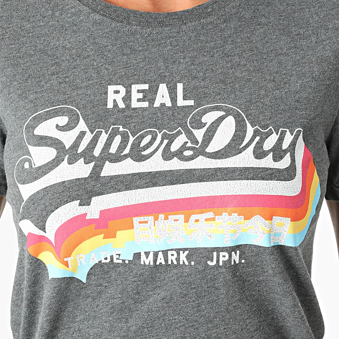 Meilleure vente ✨ Tee 👚 Shirt Femme Vintage Label Gris Anthracite Chiné de Superdry 😍 4 Meilleure vente ✨ Tee 👚 Shirt Femme Vintage Label Gris Anthracite Chiné de Superdry 😍 – Image 2