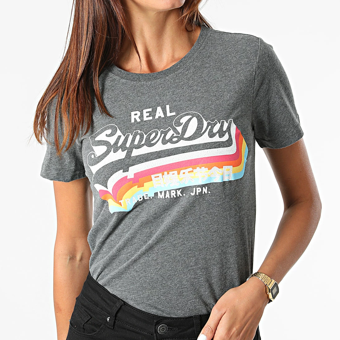 Meilleure vente ✨ Tee 👚 Shirt Femme Vintage Label Gris Anthracite Chiné de Superdry 😍 3 Meilleure vente ✨ Tee 👚 Shirt Femme Vintage Label Gris Anthracite Chiné de Superdry 😍