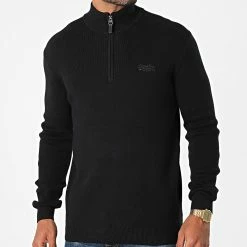 Top 10 👏 Pull Col Zippé M6110289A Noir de Superdry ⭐
