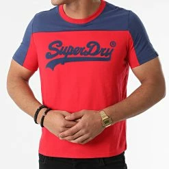 Sortie 🧨 Tee 👚 Shirt W1010740A Rouge Bleu Marine de Superdry ✔️ -Superdry Soldes superdry 281175 W1010740A VRI 20210827T160854 03