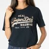 Le moins cher 😍 Tee 👚 Shirt Femme Vintage Label Boho Sparkle Bleu Marine de Superdry 😉 -Superdry Soldes superdry 281831 W1010731A 98T 20210913T154154 01