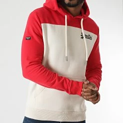 Coupon 💯 Sweat Capuche Vintage Logo AC Colourblock M2011550A Rouge Beige de Superdry 😀 -Superdry Soldes superdry 281856 M2011550A 18C 20210903T135651 03