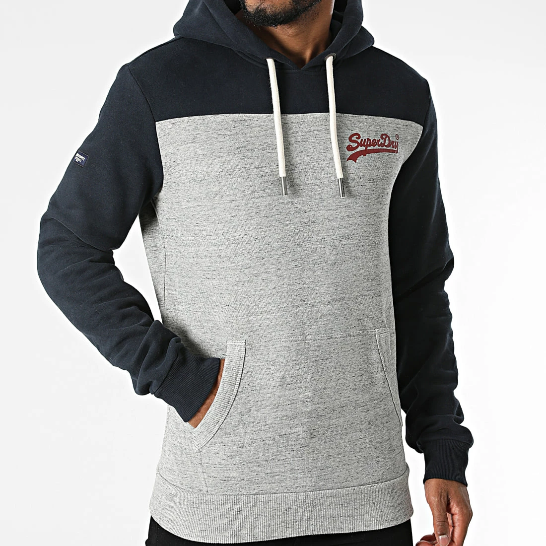 Vente flash ⭐ Sweat Capuche Vintage Logo AC Colourblock M2011550A Bleu Marine Gris Chiné de Superdry 🧨 5 Vente flash ⭐ Sweat Capuche Vintage Logo AC Colourblock M2011550A Bleu Marine Gris Chiné de Superdry 🧨 – Image 3