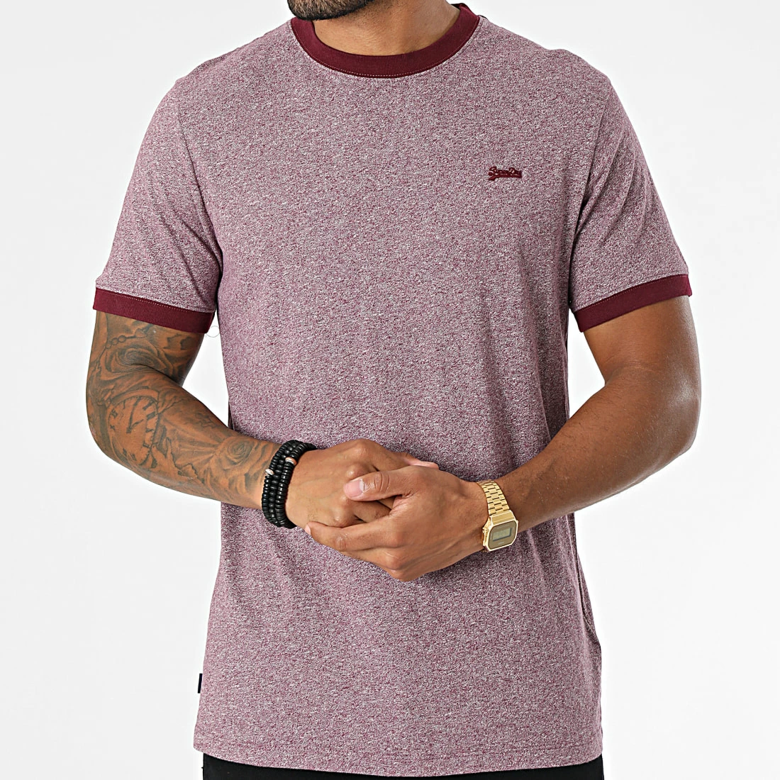 Le moins cher 🛒 Tee 👚 Shirt Vintage Ringer M1011183A Bordeaux Chiné de Superdry 😀 5 Le moins cher 🛒 Tee 👚 Shirt Vintage Ringer M1011183A Bordeaux Chiné de Superdry 😀 – Image 3