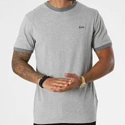 Vente flash 🎉 Tee 👚 Shirt Vintage Ringer M1011183A Gris Chiné de Superdry 😍 -Superdry Soldes superdry 283002 M1011183A QOG 20210909T143259 03