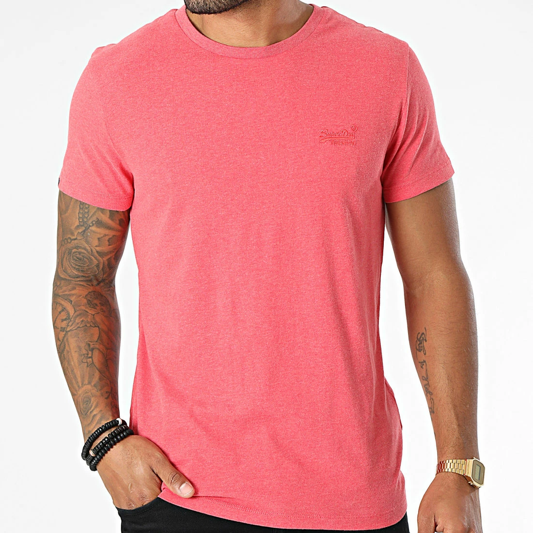 Remise 😀 Tee 👚 Shirt Vintage Logo Embroidery M1011245A Rose Chiné de Superdry ⭐ 5 Remise 😀 Tee 👚 Shirt Vintage Logo Embroidery M1011245A Rose Chiné de Superdry ⭐ – Image 3