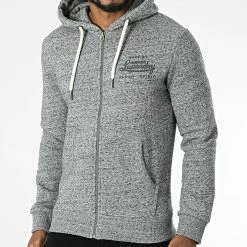 Meilleure vente 🎉 Sweat Zippé Capuche Script Style M2011451A Gris Chiné de Superdry 😍