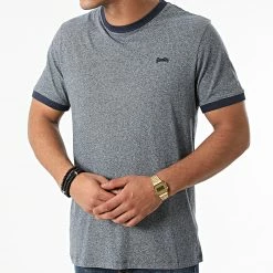 Sortie ✨ Tee 👕 Shirt Vintage Ringer M1011183A Bleu Marine Chiné de Superdry 😀 -Superdry Soldes superdry 284627 M1011183A 5WU 20210917T140529 03