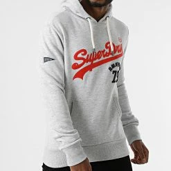 Meilleure vente 👏 Sweat Capuche Vintage Logo Source M2011391A Gris Chiné de Superdry 😀 -Superdry Soldes superdry 285545 M2011391A 5WB 20210923T160719 03