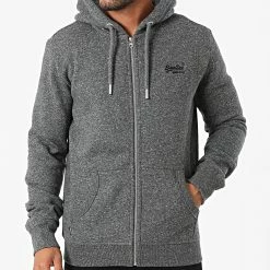 Coupon 🔥 Sweat Zippé Capuche M2011883A Gris Anthracite Chiné de Superdry ✨ -Superdry Soldes superdry 286672 M2011883A 6AL 20211007T145319 03