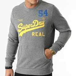Nouveau 🌟 Sweat Crewneck Vintage Logo Source M2011438A Gris Chiné de Superdry 🔔 -Superdry Soldes superdry 287978 M2011438A 5XZ 20211015T161117 03