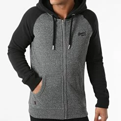 Vente flash 😀 Sweat Zippé Capuche ⚾ Baseball M2011448A Gris Chiné Noir de Superdry ❤️ -Superdry Soldes superdry 288017 M2011448A 6AM 20211015T161051 03