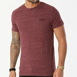 Meilleure affaire 🧨 Tee 👚 Shirt Vintage Logo Embroidery M1011245A Bordeaux Chiné de Superdry 🤩