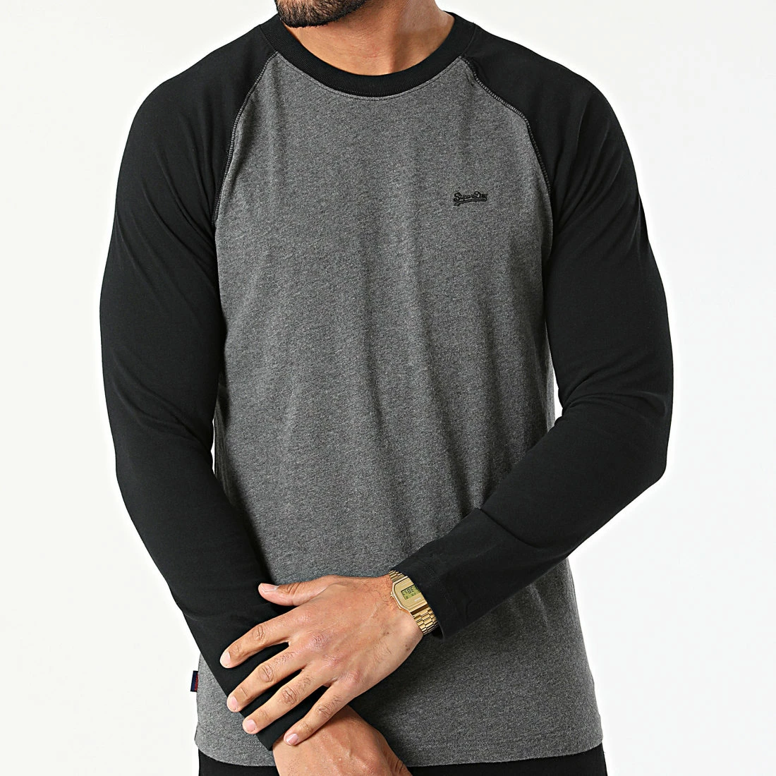 Remise 🧨 Tee 👕 Shirt Manches Longues M6010549A Gris Chiné Noir de Superdry 🥰 5 Remise 🧨 Tee 👕 Shirt Manches Longues M6010549A Gris Chiné Noir de Superdry 🥰 – Image 3