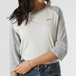 Bon marché 🧨 Tee 👕 Shirt Raglan Femme Vintage ⚾ Baseball Top Beige Chiné Gris Chiné de Superdry ✔️ -Superdry Soldes superdry 292857 W6011173A 6FN 20211228T142203 03