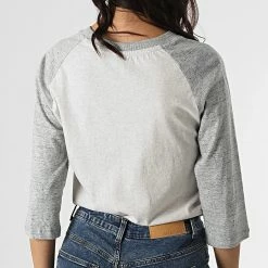 Bon marché 🧨 Tee 👕 Shirt Raglan Femme Vintage ⚾ Baseball Top Beige Chiné Gris Chiné de Superdry ✔️ -Superdry Soldes superdry 292857 W6011173A 6FN 20211228T142204 04