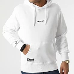 Meilleure vente ✔️ Sweat Capuche Code Micro Logo M2011743A Blanc de Superdry 🔥 -Superdry Soldes superdry 293109 M2011743A 01C 20211210T160728 03