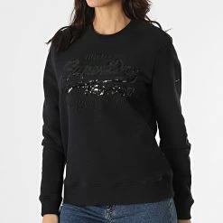 Coupon 👍 Sweat Crewneck Femme Vintage Logo Tonal W2011198A Bleu Marine de Superdry 👏