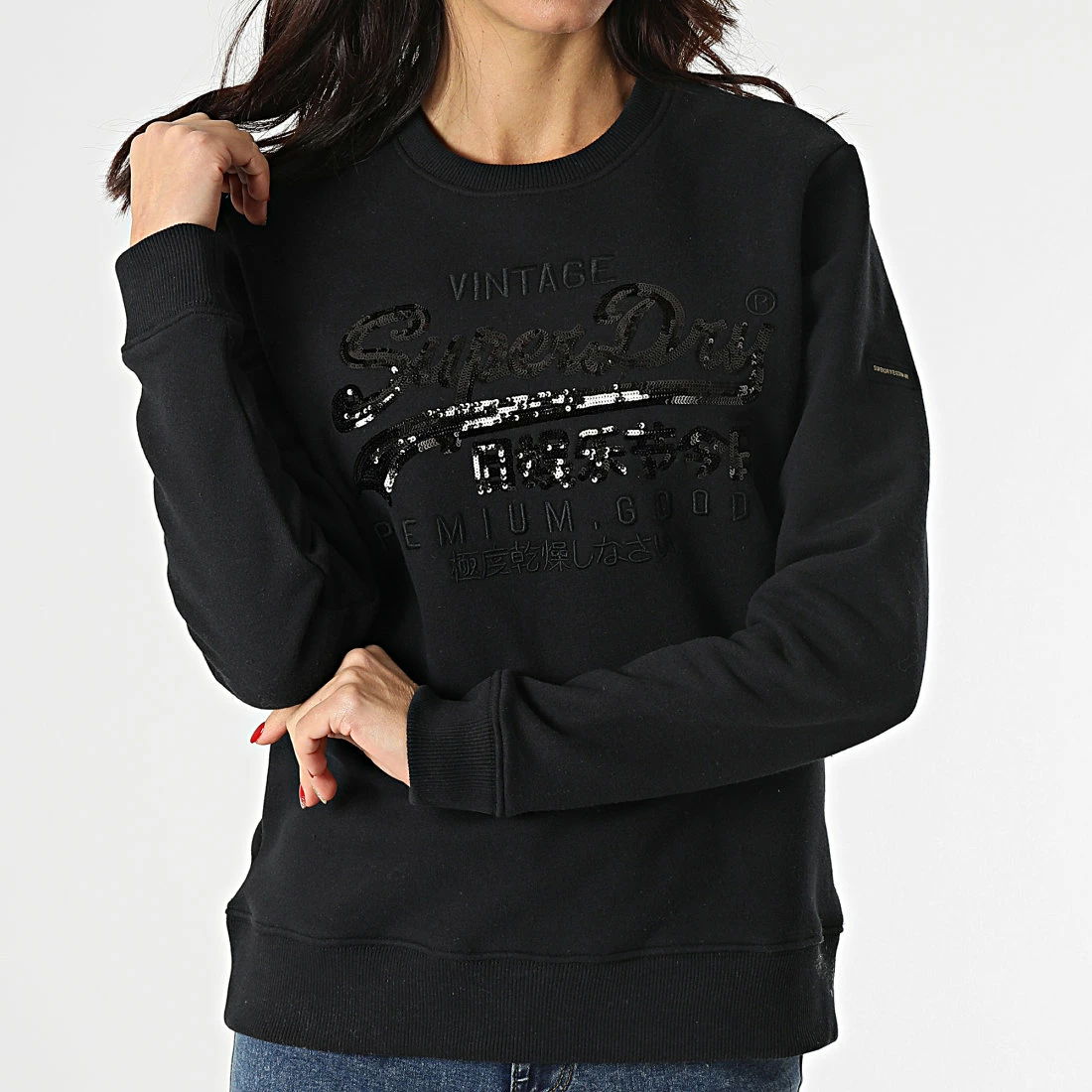 Coupon 👍 Sweat Crewneck Femme Vintage Logo Tonal W2011198A Bleu Marine de Superdry 👏 5 Coupon 👍 Sweat Crewneck Femme Vintage Logo Tonal W2011198A Bleu Marine de Superdry 👏 – Image 3