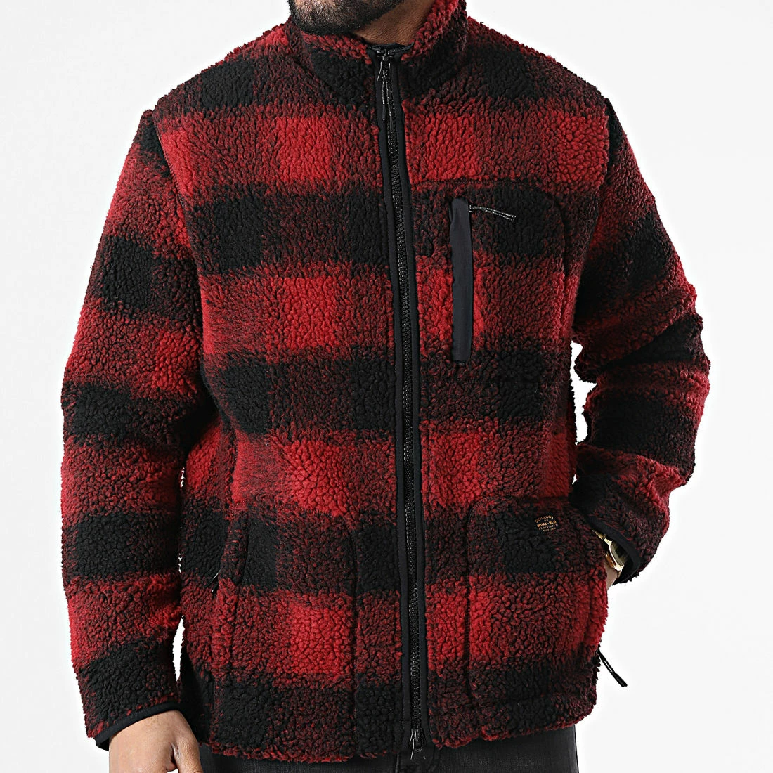 Offres 🌟 Veste Polaire Zippée Sherpa Workwear M5011230A Rouge Noir de Superdry ⭐ 5 Offres 🌟 Veste Polaire Zippée Sherpa Workwear M5011230A Rouge Noir de Superdry ⭐ – Image 3