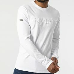 Remise 🤩 Tee 👕 Shirt Manches Longues Vintage Classic Blanc de Superdry 🧨 -Superdry Soldes superdry 298310 M6010637A 01C 20220119T151342 03