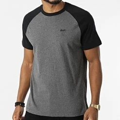 Acheter 🔥 Tee 👕 Shirt Raglan Vintage ⚾ Baseball Gris Anthracite Chiné de Superdry ⭐