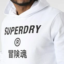 Vente flash 💯 Sweat Capuche Code Core Sport M2011899A Blanc de Superdry ⌛ -Superdry Soldes superdry 301332 M2011899A 01C 20220225T141250 02
