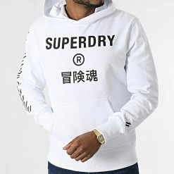 Vente flash 💯 Sweat Capuche Code Core Sport M2011899A Blanc de Superdry ⌛ -Superdry Soldes superdry 301332 M2011899A 01C 20220225T141251 03