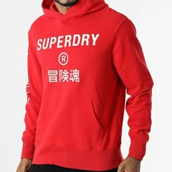 Coupon 🔔 Sweat Capuche Code Core Sport M2011899B Rouge de Superdry 👍